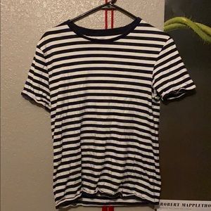Zara White and Black Striped Shirt